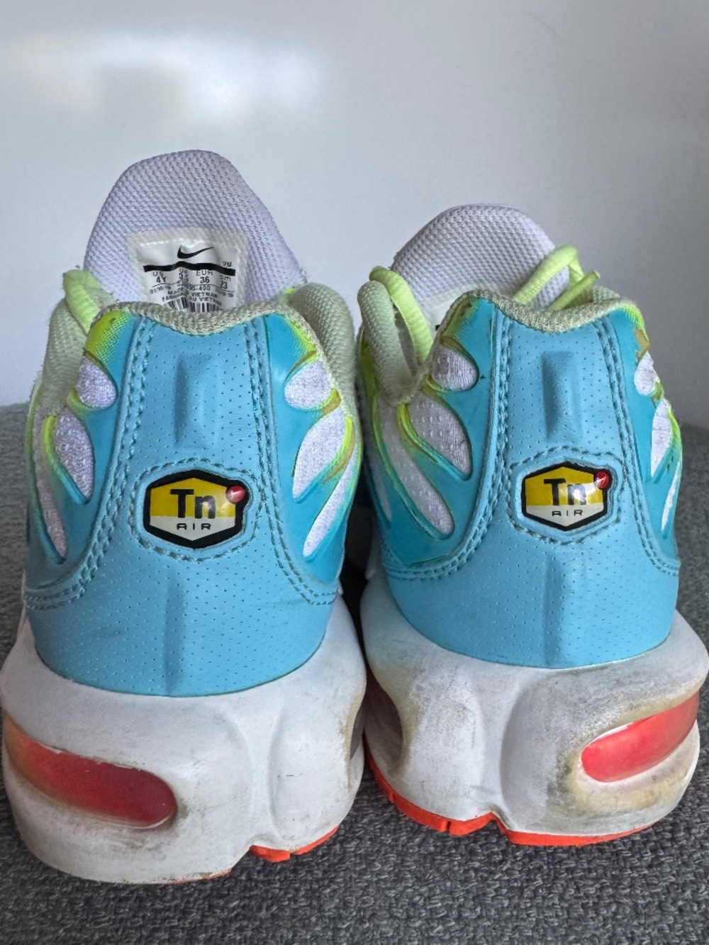 Nike Air TN Blue White Yellow Athletic Running Sneakers - Picture 5 of 10